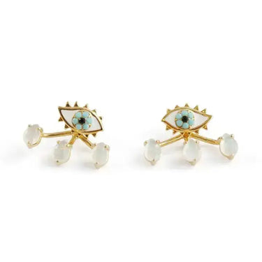 Eye Stud Earrings w/ Jaclets Wildflower Co. Ziya Blue
