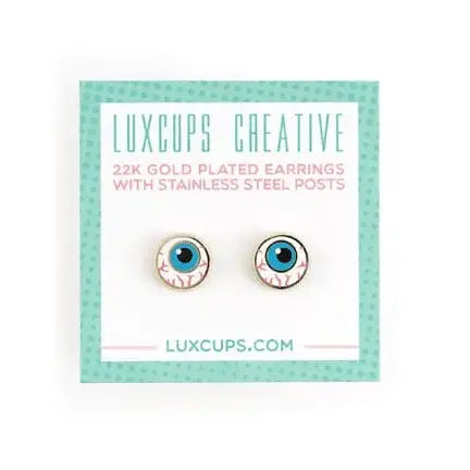 Eyeball Stud Earrings | 22k Gold Plated LuxCups Ziya Blue