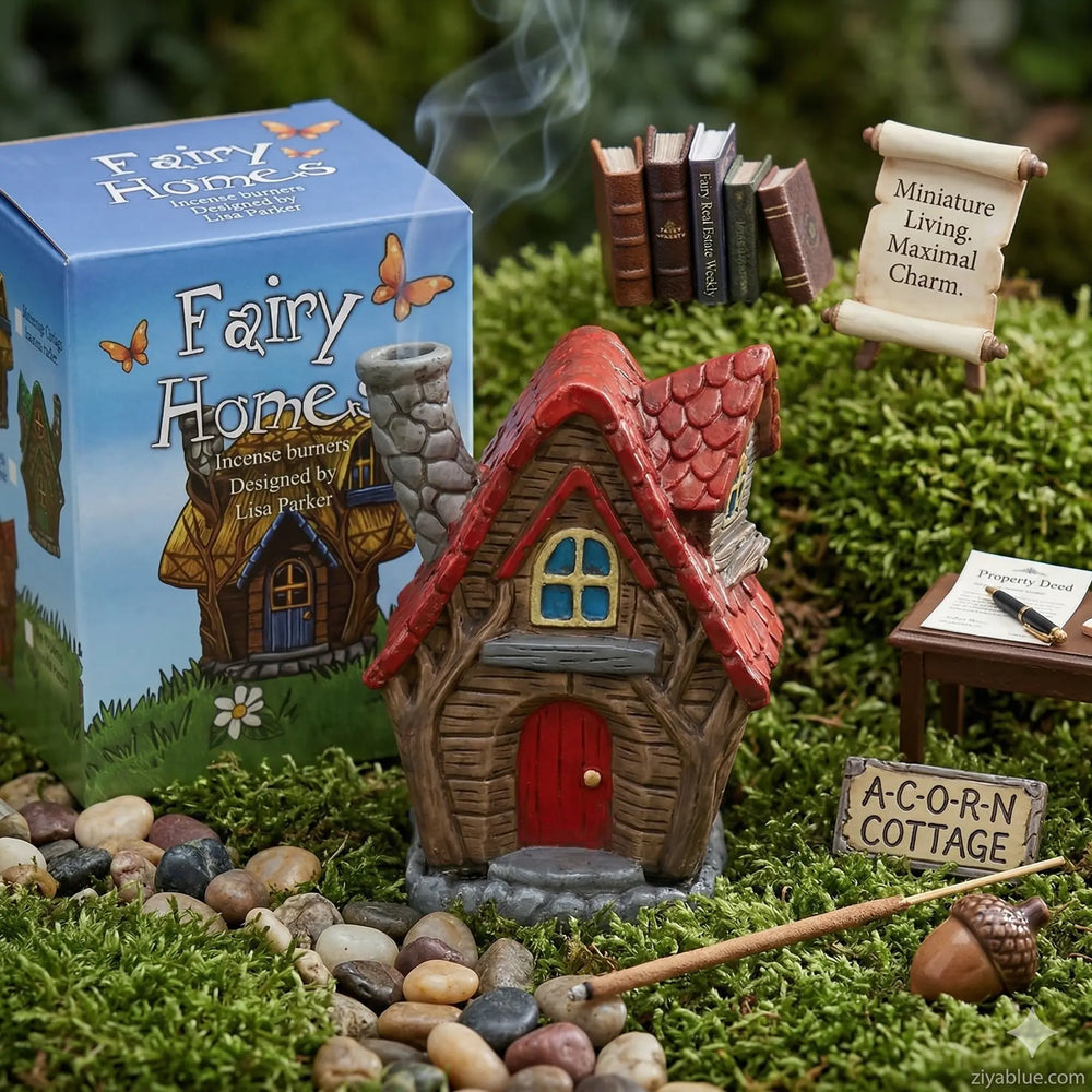 Fairy Cottage Incense Burner  Ziya Blue