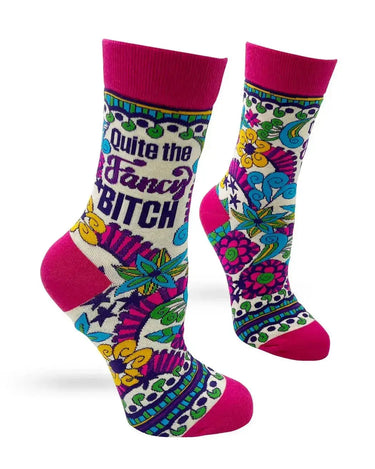 Fancy Bitch Socks: Ladies Crew Fabdaz Ziya Blue