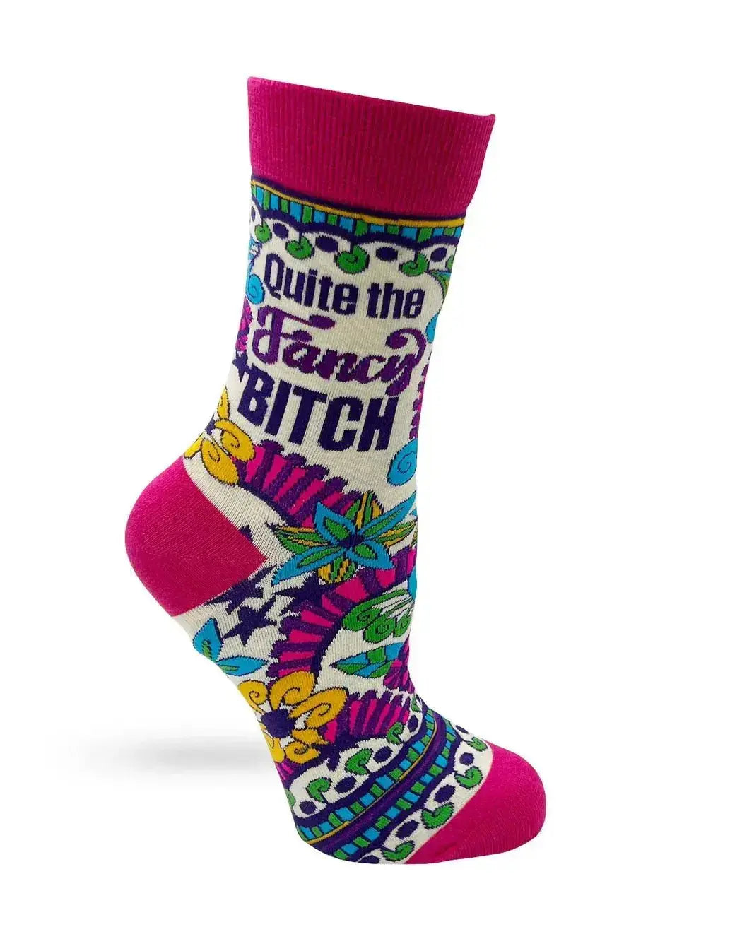 Fancy Bitch Socks: Ladies Crew Fabdaz Ziya Blue