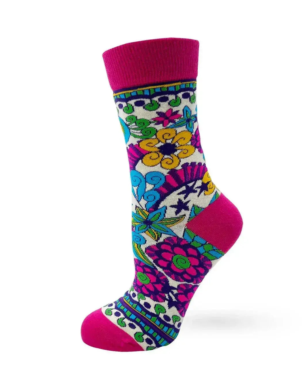 Fancy Bitch Socks: Ladies Crew Fabdaz Ziya Blue