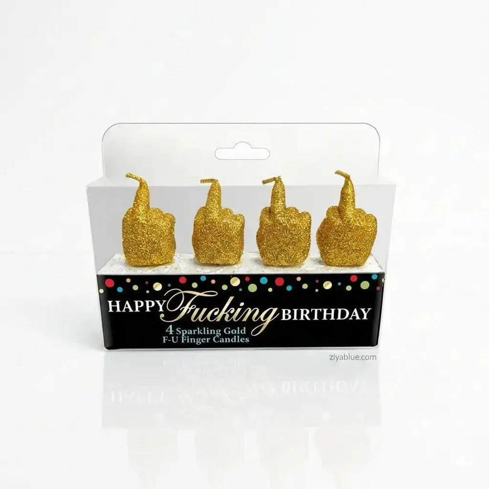 Finger Candle Set: The Happy Birthday Gold Glitter Sassy Decor Little Genie Productions Ziya Blue