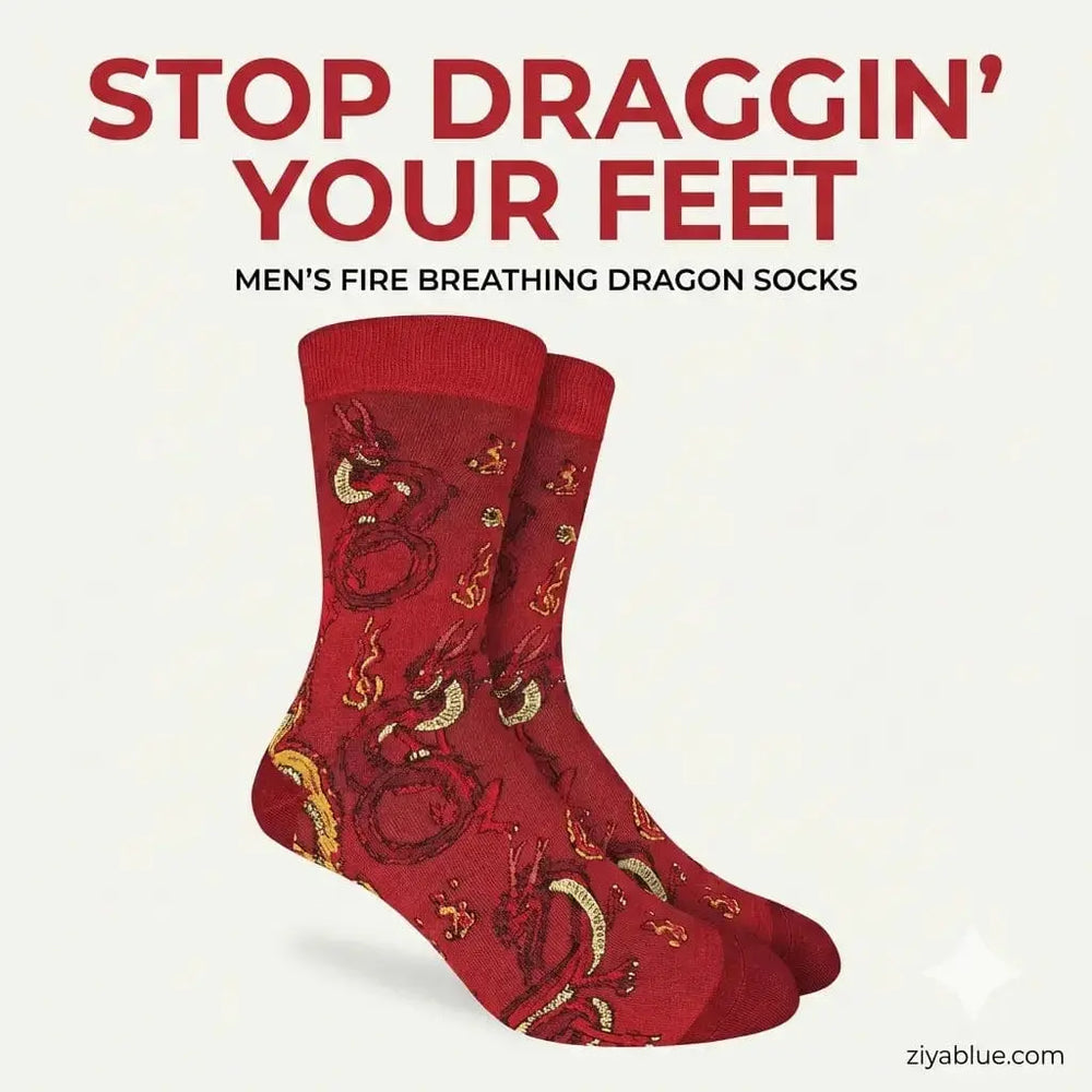 Fire Breathing Dragon Socks: A Mythical Masterpiece Good Luck Sock Ziya Blue