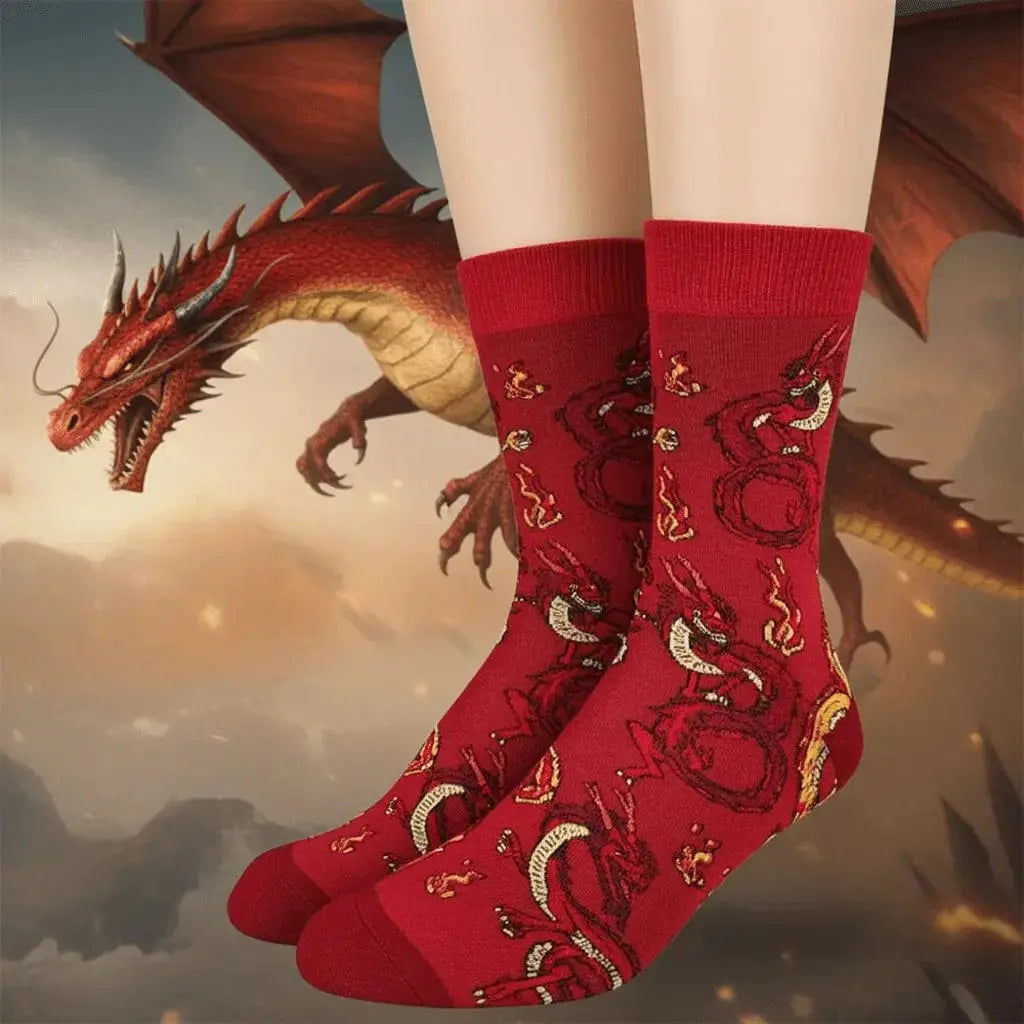 Fire Breathing Dragon Socks: A Mythical Masterpiece Good Luck Sock Ziya Blue