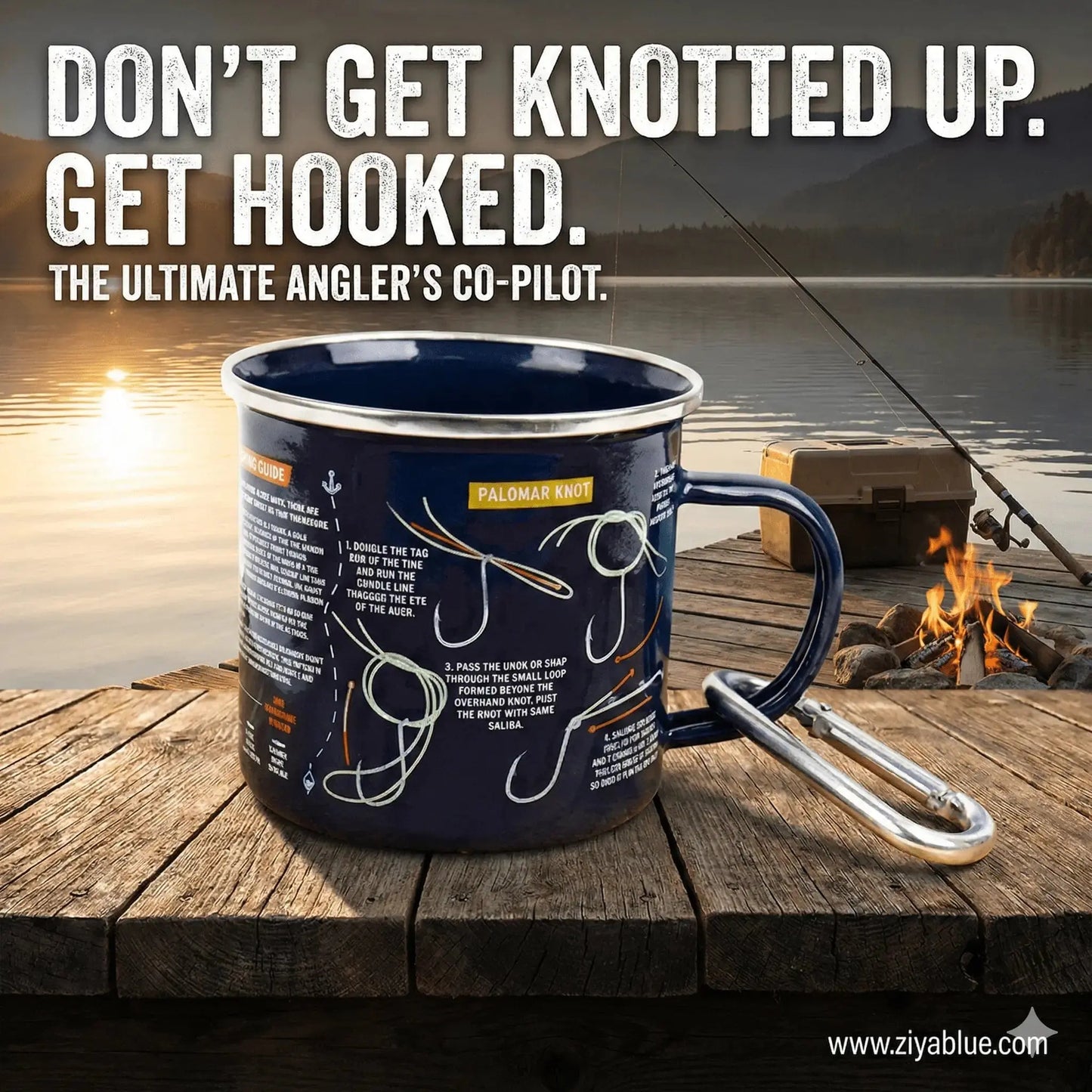 Fishing Guide Enamel Mug: The Best Catch DAVID YOUNGSON & ASSOCIATES Ziya Blue