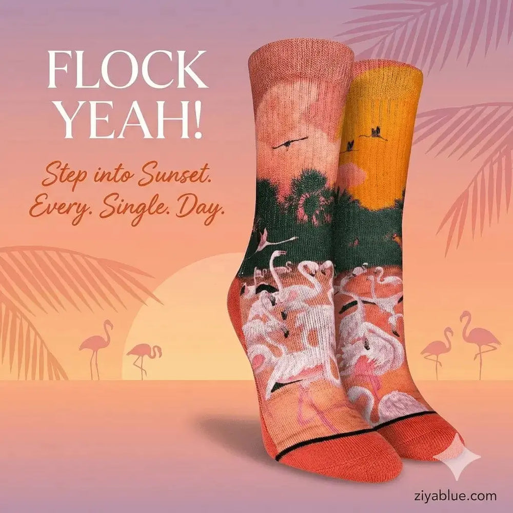 Flamingo Sunset Socks: Pure Paradise Good Luck Sock Ziya Blue