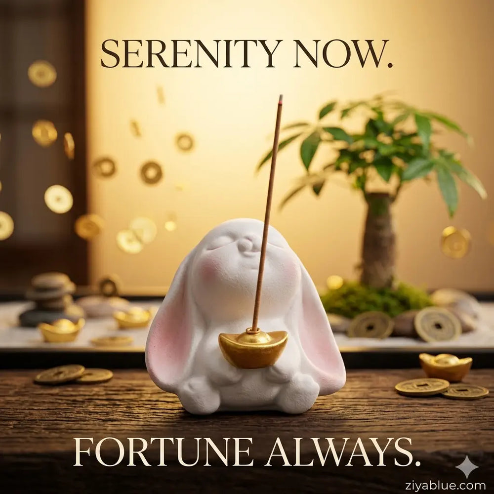 Floppy Ear Bunny Incense Holder 🐰✨  Ziya Blue