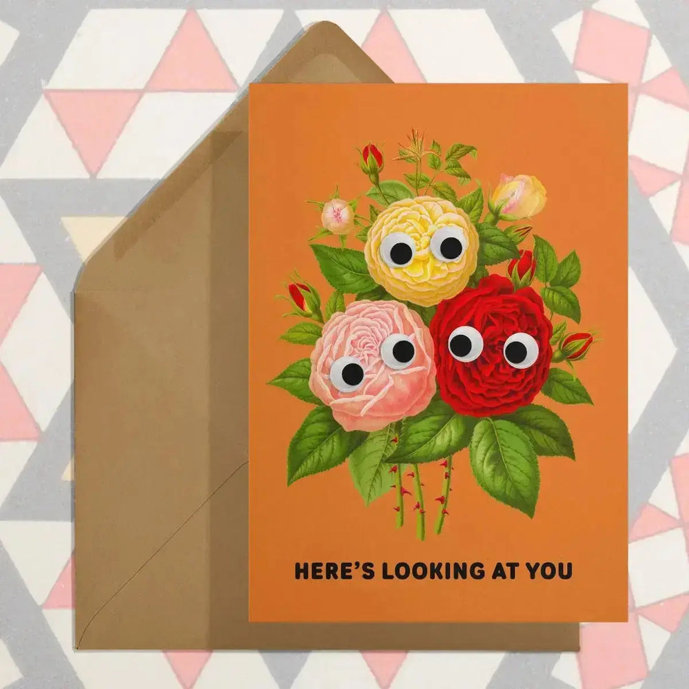Floral Greeting Card | Funny Olivia Mew Rose Design Stay Home Club Ziya Blue