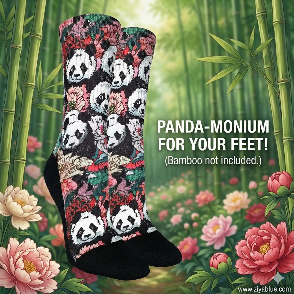 Floral Panda Socks: Pure Perfection Good Luck Sock Ziya Blue