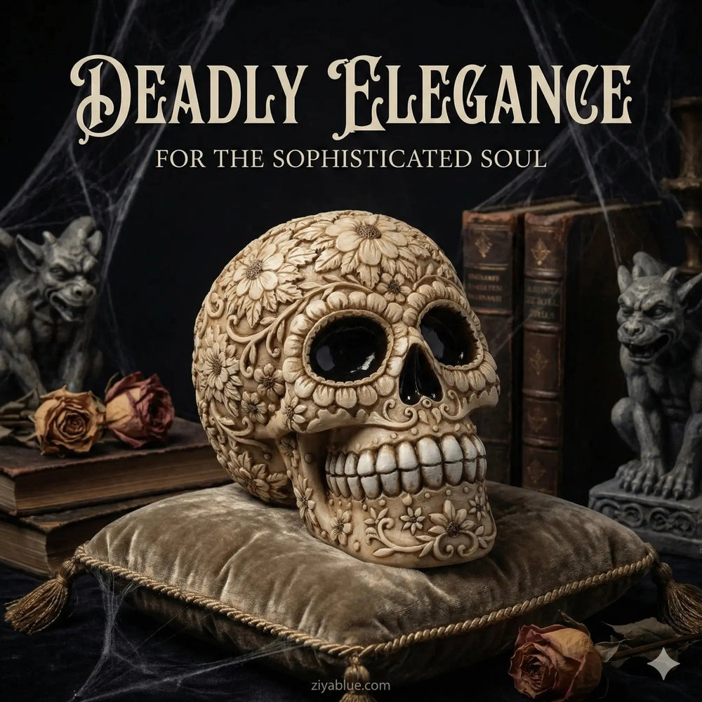 Floral Skull Money Box: Gothic Savings Something Different Ziya Blue