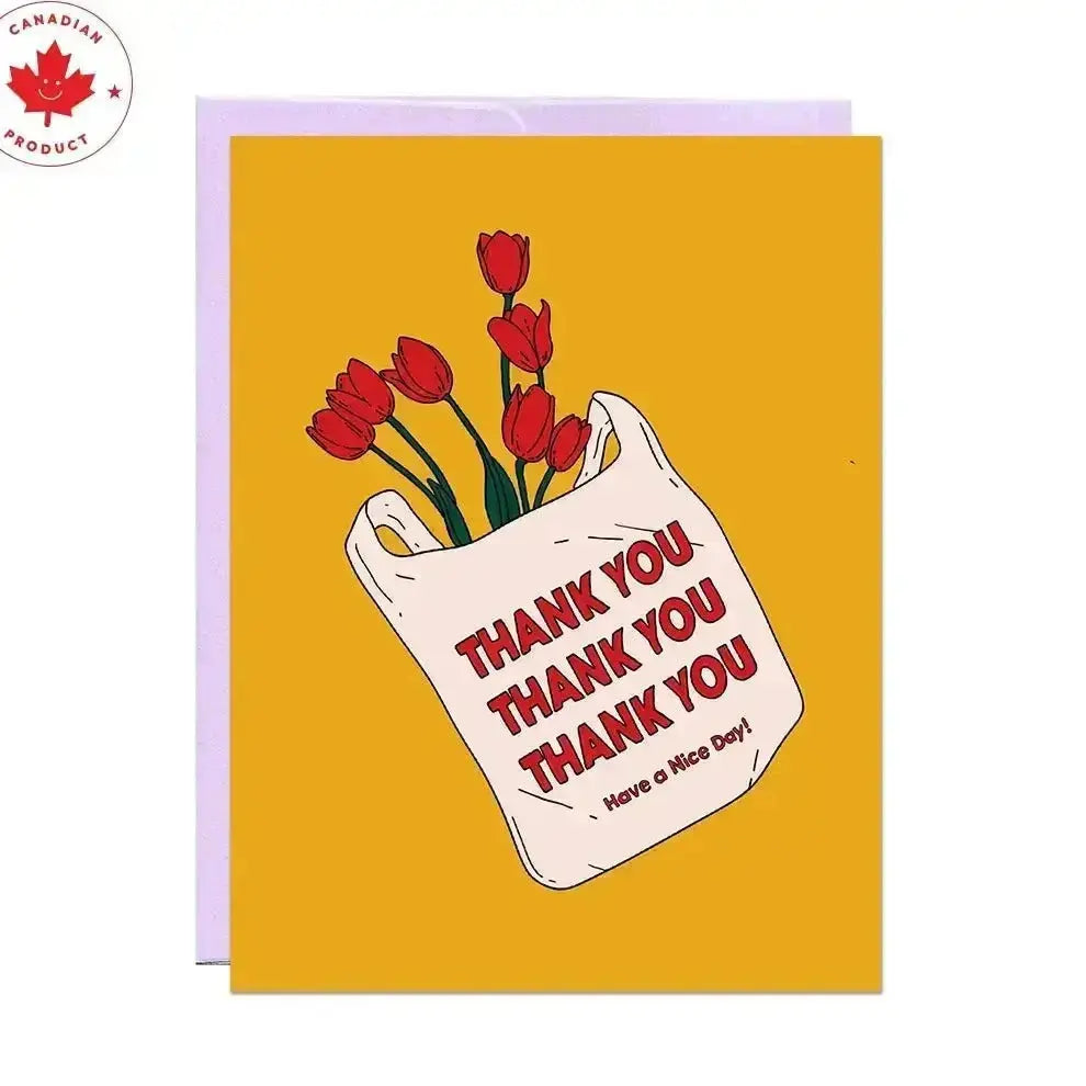Flower Thank You Card: Floral Shopping Bag Illustration Party Mountain Paper Co. Ziya Blue