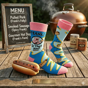 Frank Is That You Socks: Funny Mens Crew Fabdaz Ziya Blue