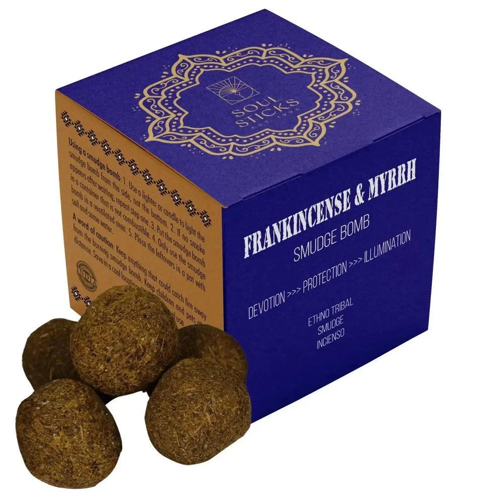 Frankincense and Myrrh Smudge Bombs | 5-Pack Sacred Ritual Kit Designs by Deekay Inc. Ziya Blue