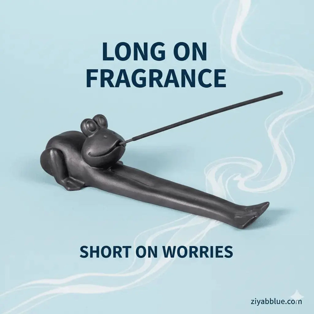 Frog Incense Holder: Ceramic Yoga Design Kheops International Ziya Blue