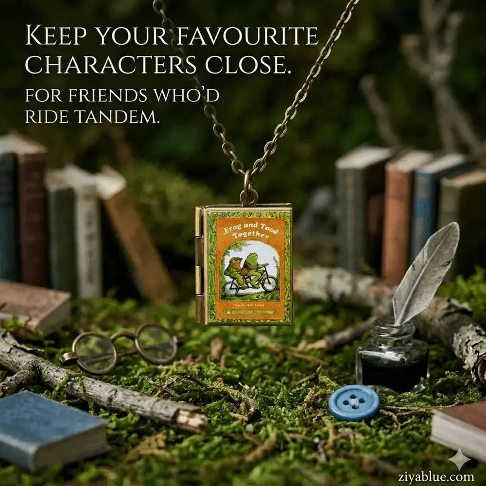 Frog and Toad Locket: Best Friends Necklace Marshall and Rose Ziya Blue