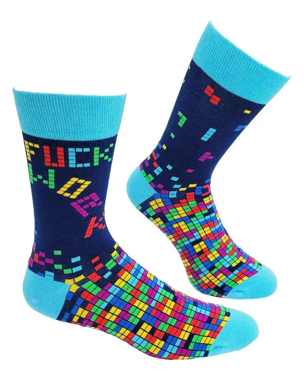 Fuck Work Mens Socks: Gamer Crew Fabdaz Ziya Blue