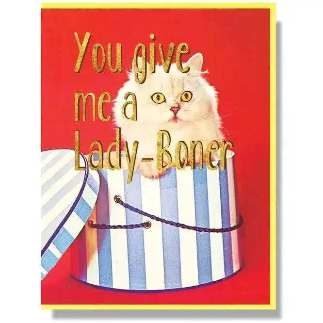 Funny Anniversary Card: "You Give Me A Lady Boner" Smitten Kitten Ziya Blue