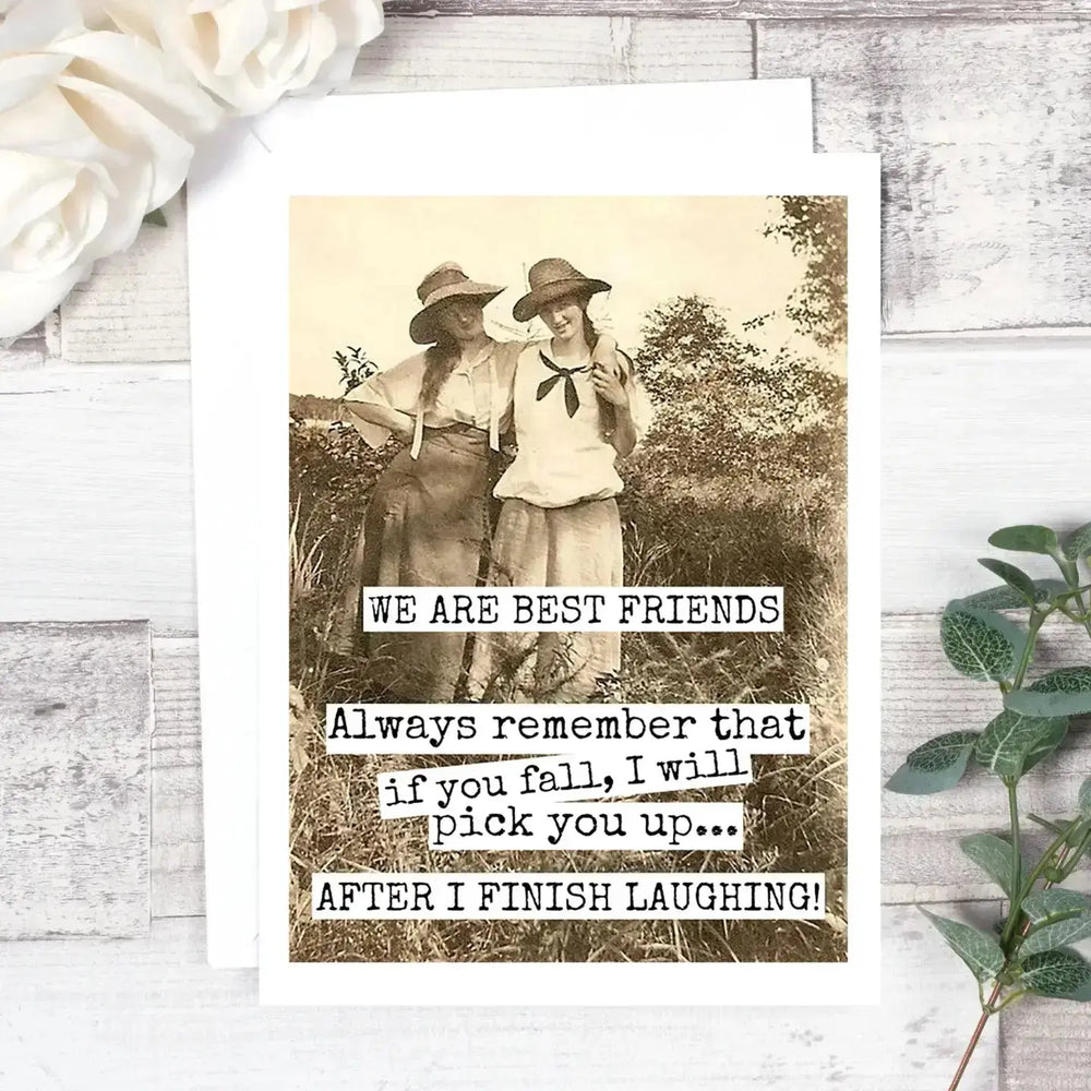 Funny Best Friend Card: "If You Fall" Greeting Ravens Rest Studio Ziya Blue