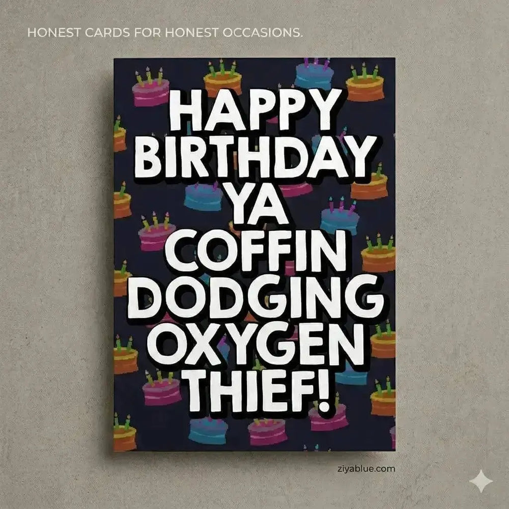 Funny Birthday Greeting Coffin Dodger Card Faire Ziya Blue