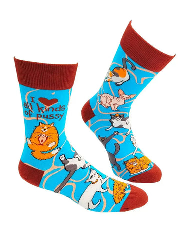 Funny Cat Socks: Inappropriate Men's Crew Fabdaz Ziya Blue
