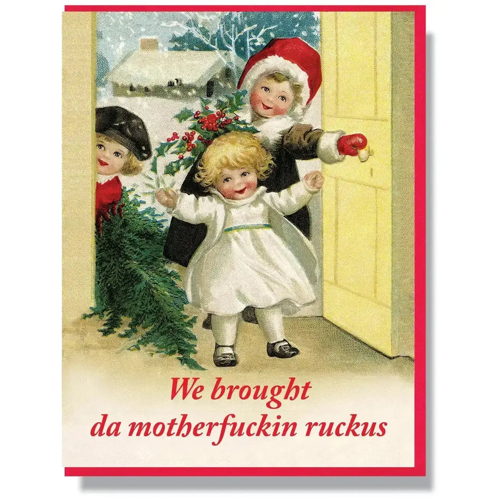 Funny Christmas Card: Motherfuckin Ruckus Greeting Smitten Kitten Ziya Blue