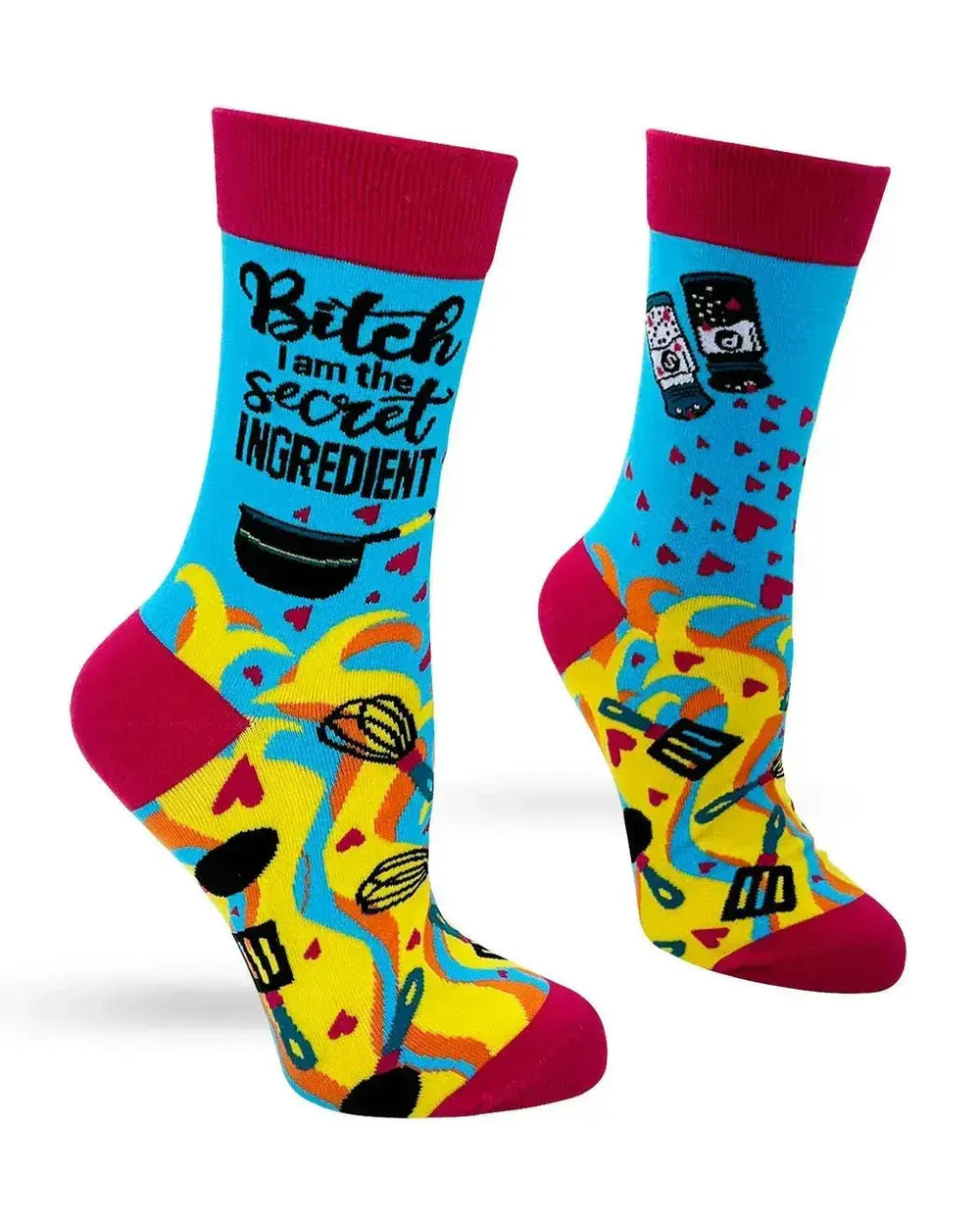 Funny Cooking Socks: Women's Secret Ingredient Crew  Ziya Blue