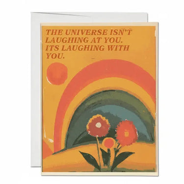 Funny Encouragement Card | "Universe Laughing" Retro Greeting Red Cap Cards Ziya Blue