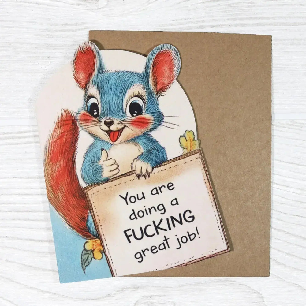 Funny Encouragement Card: "You Are Doing A Fucking Great Job" 🌟🔥 Bad Betty Greeting Co. Ziya Blue