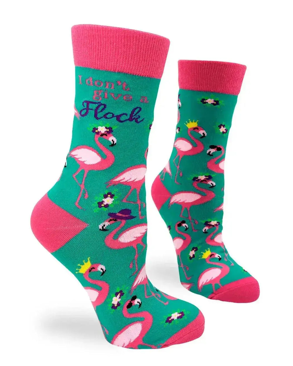 Funny Flamingo Socks: Women's Sassy Bird Crew Fabdaz Ziya Blue