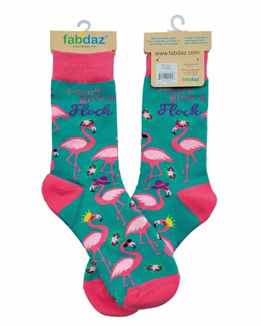 Funny Flamingo Socks: Women's Sassy Bird Crew Fabdaz Ziya Blue
