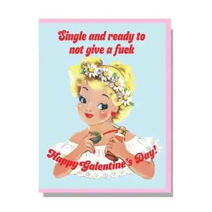 Funny Galentines Day Card | Single and Ready Greeting Faire Ziya Blue