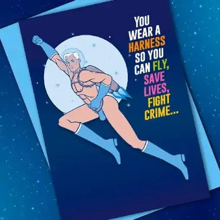 Funny Gay Birthday Card | "Superhero Harness" Greeting Kweer Cards Ziya Blue
