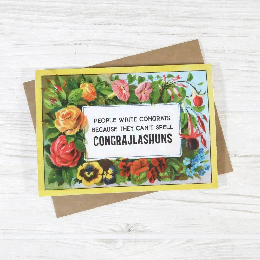 Funny Graduation Card: Congrajlashuns Bad Betty Greeting Co. Ziya Blue