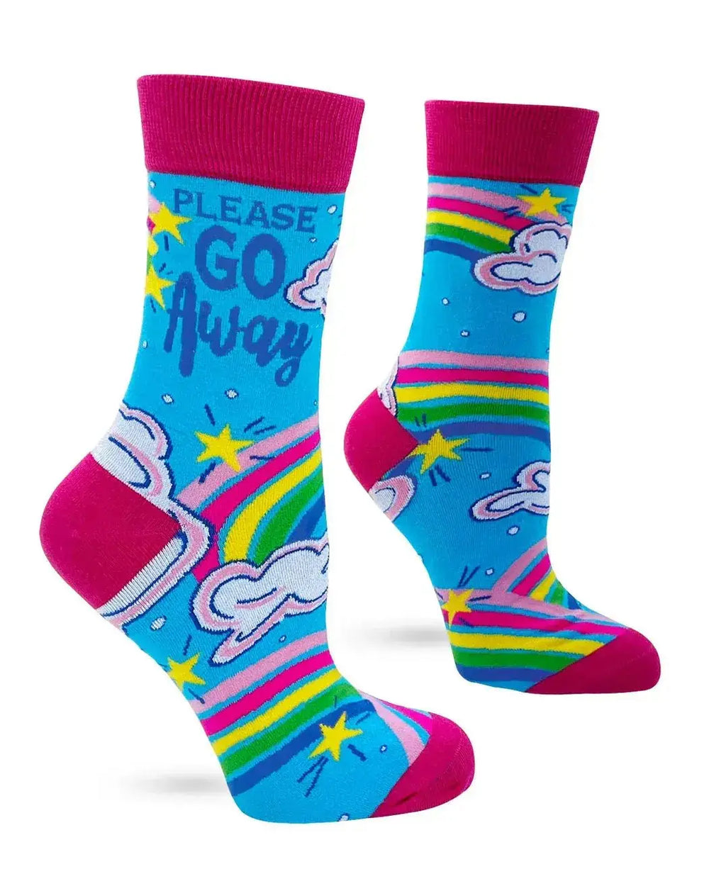 Funny Introvert Socks: Please Go Away Women's Crew Fabdaz Ziya Blue