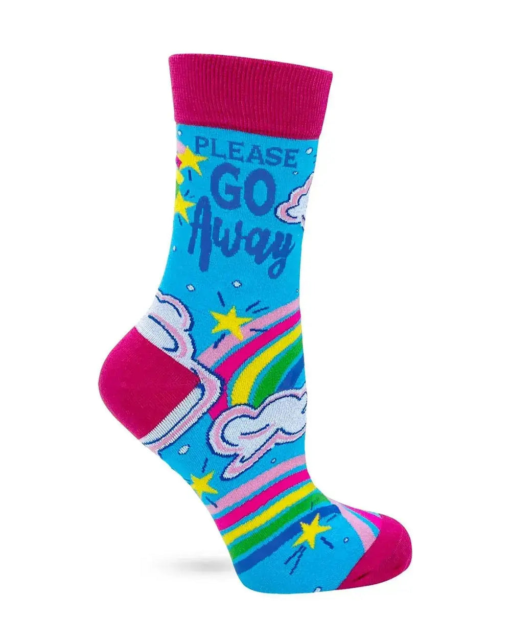 Funny Introvert Socks: Please Go Away Women's Crew Fabdaz Ziya Blue
