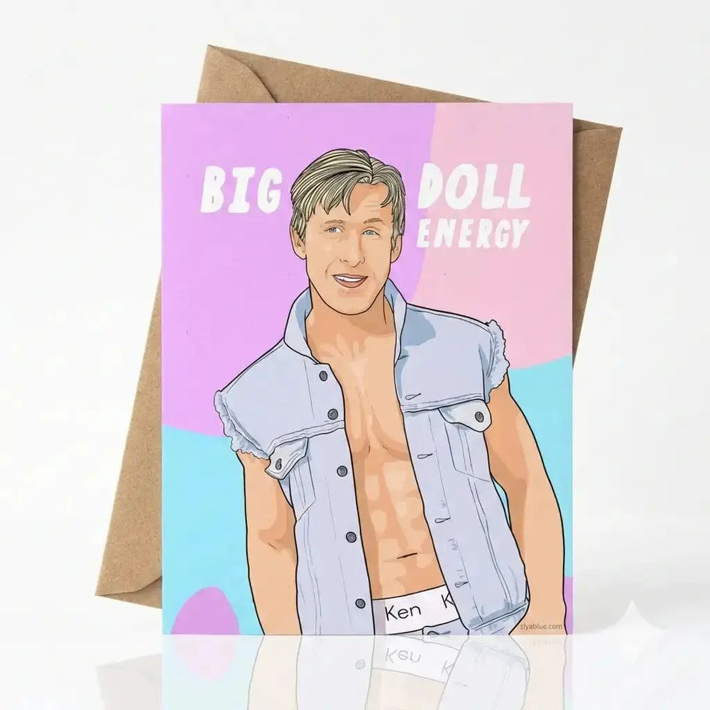 Funny Ken Birthday Card: "Big Doll Energy" Pop Cult Paper Ziya Blue