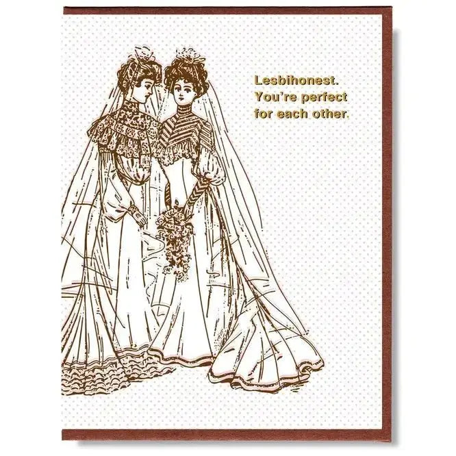 Funny Lesbian Wedding Card: Lesbihonest Greeting Smitten Kitten Ziya Blue