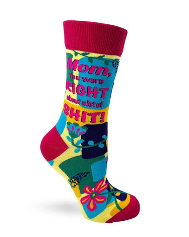 Funny Mom Socks: Women's You Were Right Crew Fabdaz Ziya Blue