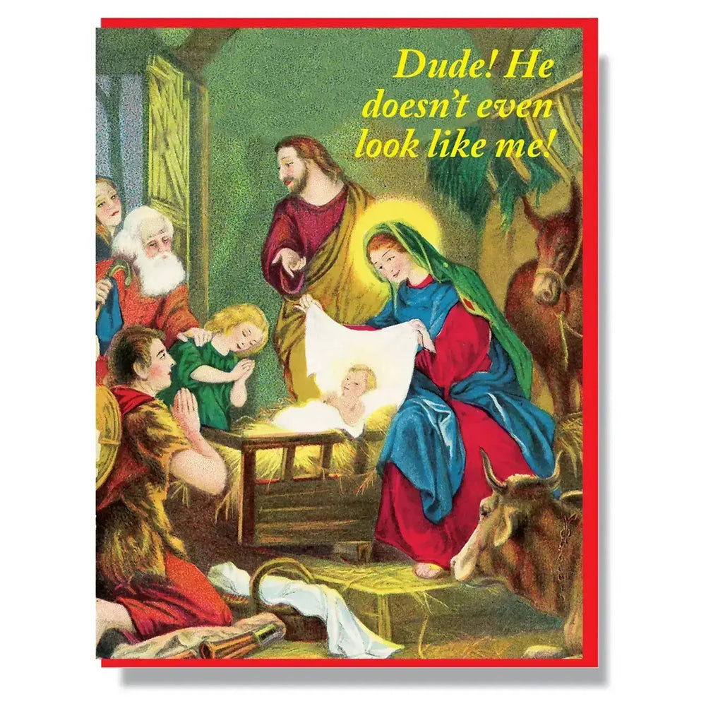 Funny Nativity Christmas Card: Inappropriate Vintage Greeting Smitten Kitten Ziya Blue