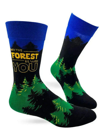 Funny Nature Socks: May The Forest Be With You Men's Crew Fabdaz Ziya Blue