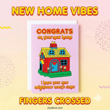 Funny New Home Card: Cheeky Housewarming Greeting Bite Your Granny Ziya Blue