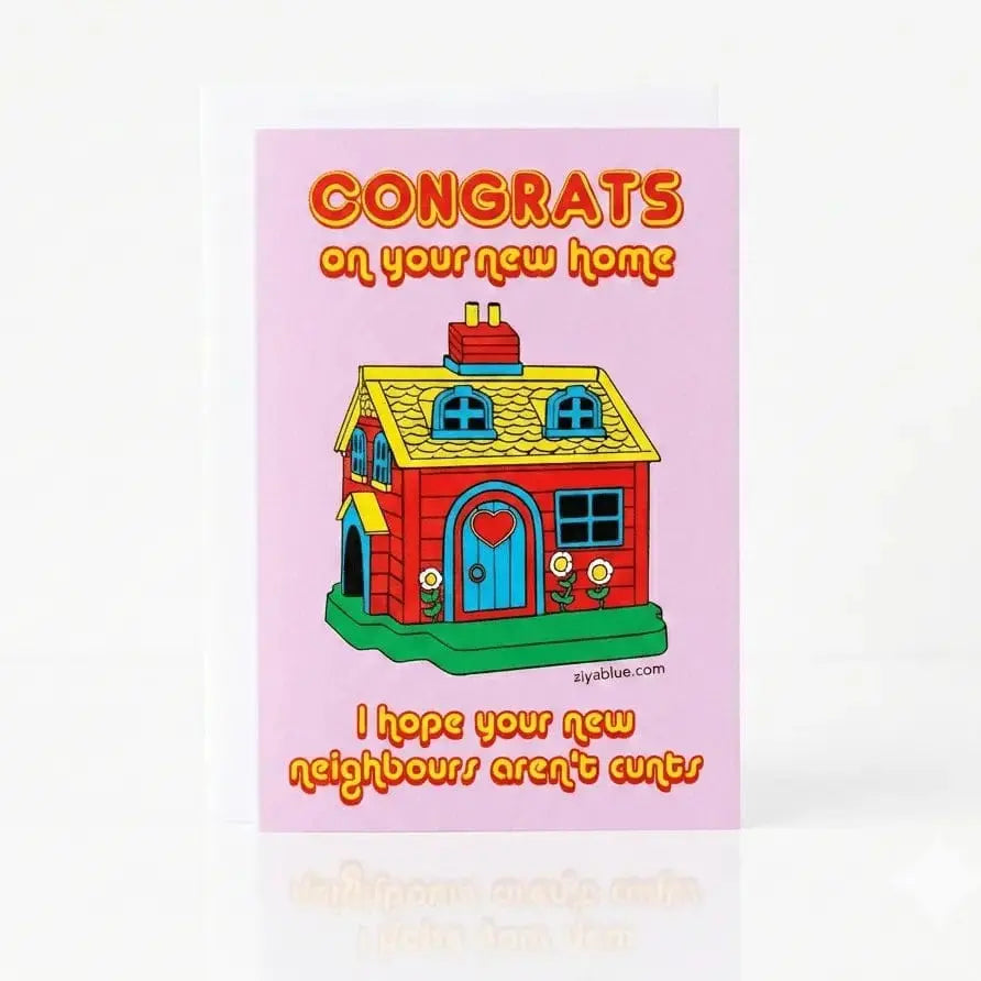 Funny New Home Card: Cheeky Housewarming Greeting Bite Your Granny Ziya Blue