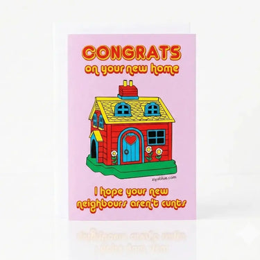Funny New Home Card: Cheeky Housewarming Greeting Bite Your Granny Ziya Blue