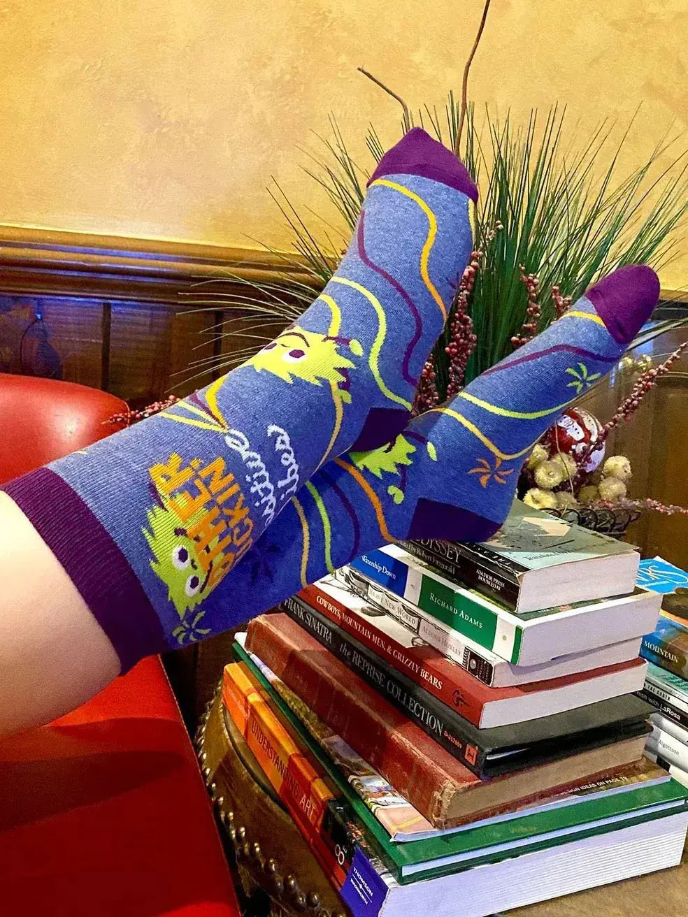 Funny Positive Vibes Socks: Women's Crew Fabdaz Ziya Blue