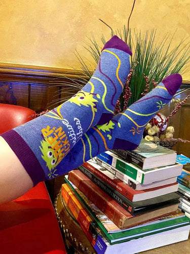 Funny Positive Vibes Socks: Women's Crew Fabdaz Ziya Blue