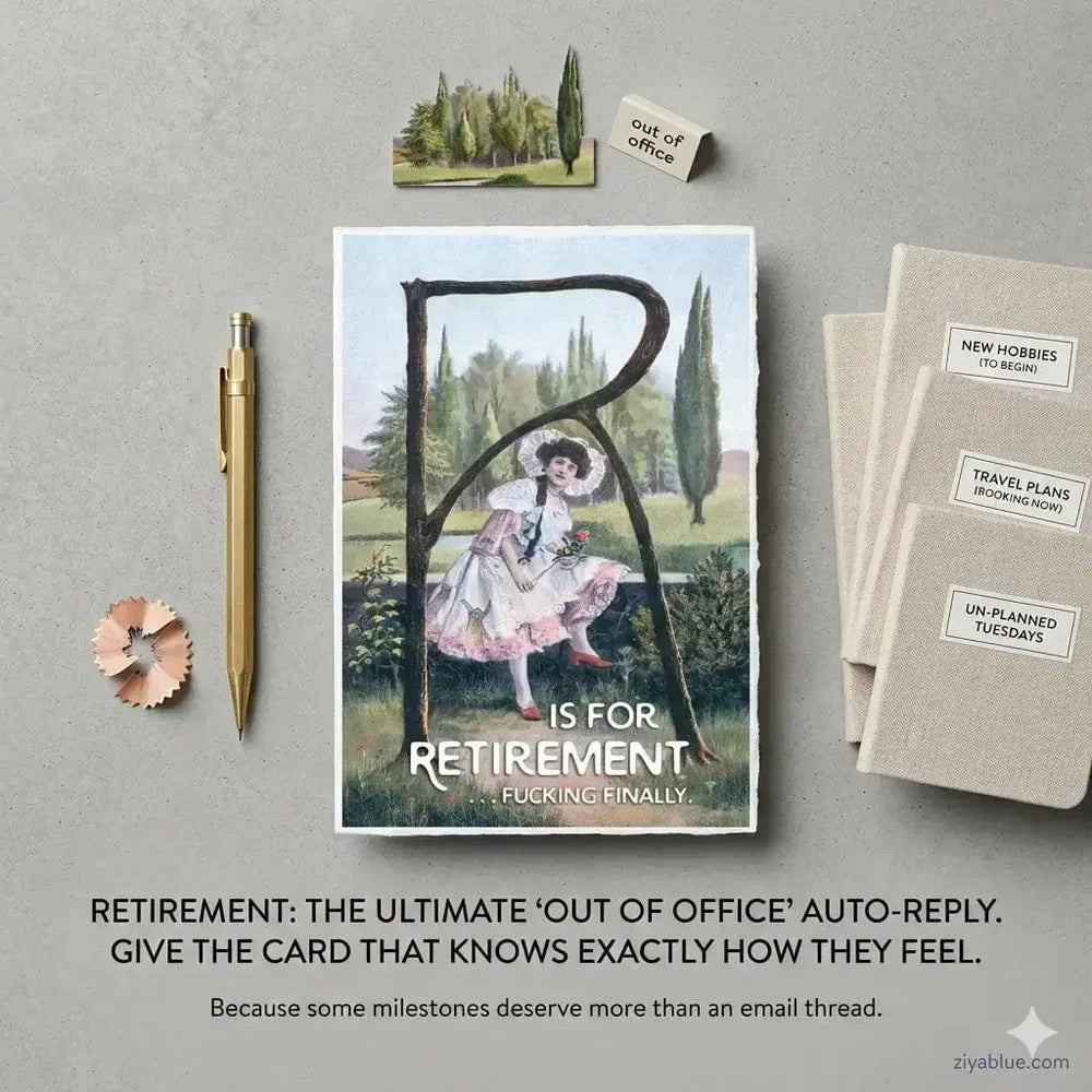 Funny Retirement Card | "Fucking Finally" Vintage Greeting Bad Betty Greeting Co. Ziya Blue
