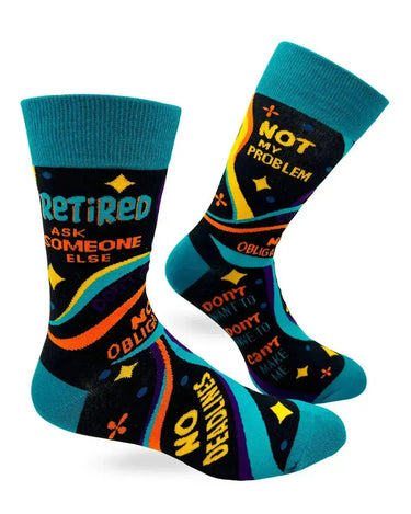 Funny Retirement Socks: Men's Ask Someone Else Crew Fabdaz Ziya Blue