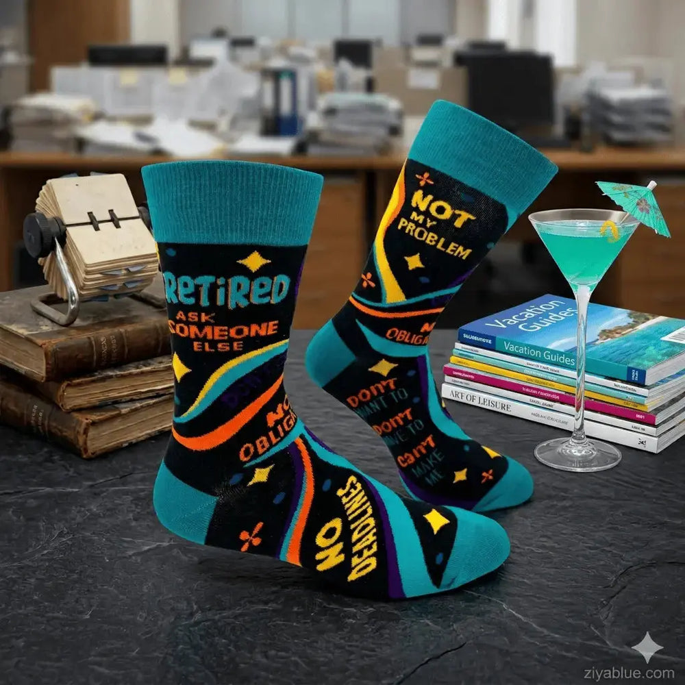 Funny Retirement Socks: Men's Ask Someone Else Crew Fabdaz Ziya Blue