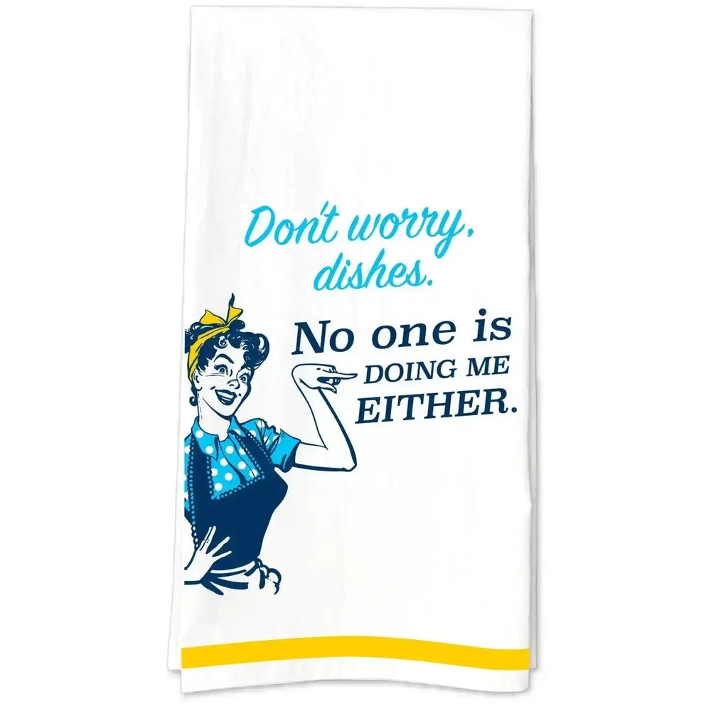 Funny Retro Kitchen Towel | "No One Is Doing Me Either" Tea Towel Funatic Ziya Blue
